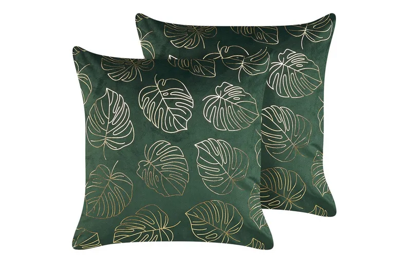 Pynteputer Deliciosa sett med 2 Grønn/gull - Grønn/gull - Tekstiler - Pute & pledd - Pynteputer