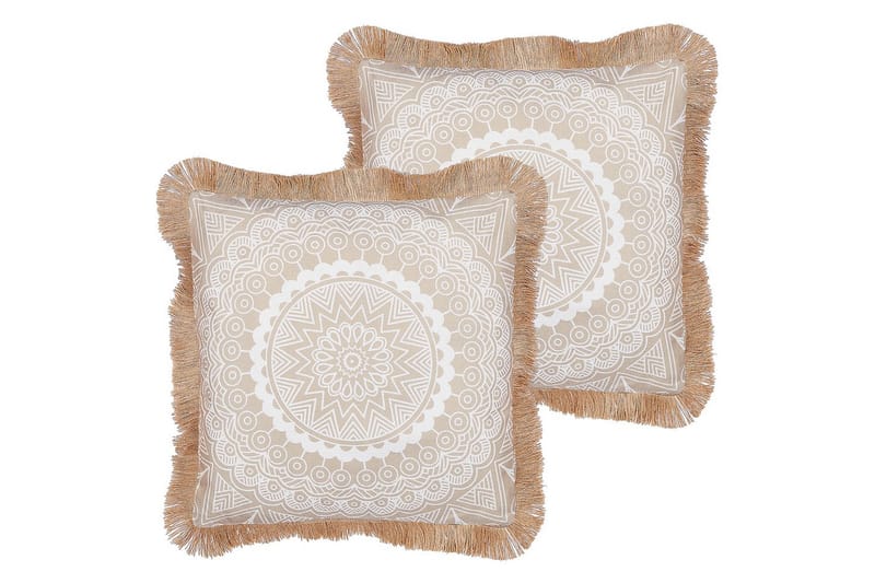 Pynteputer Geranium sett av 2 Beige/hvit - Beige/hvit - Tekstiler - Pute & pledd - Hagepute