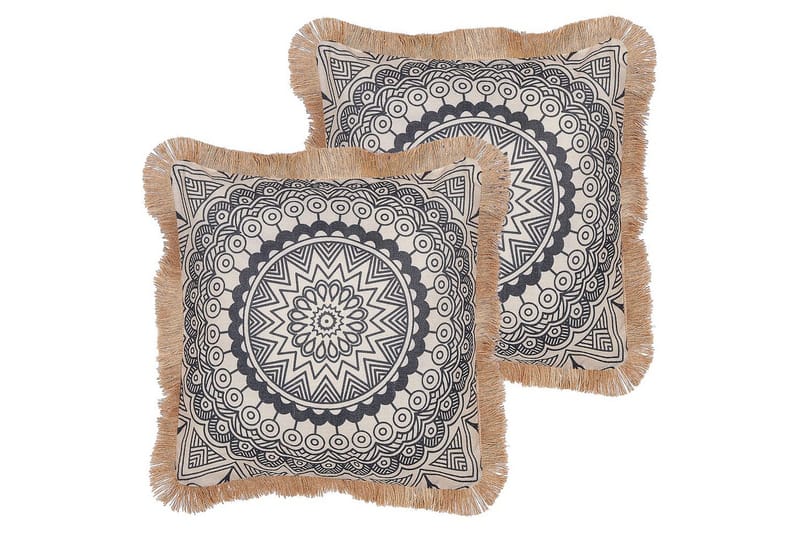 Pynteputer Geranium sett av 2 Beige/svart - Beige/svart - Tekstiler - Pute & pledd - Hagepute