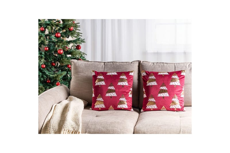 Pynteputer Goldspruce sett á 2 Rød/gull/hvit - Rød/gull/hvit - Tekstiler - Pute & pledd - Pynteputer