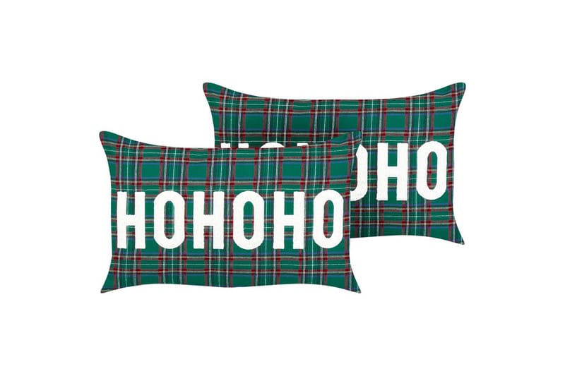 Pynteputer Joycandy sett av 2 Grønn/rød/svart/hvit, Rektangulær - Grønn/rød/svart/hvit, Rektangulær - Tekstiler - Pute & pledd - Hagepute