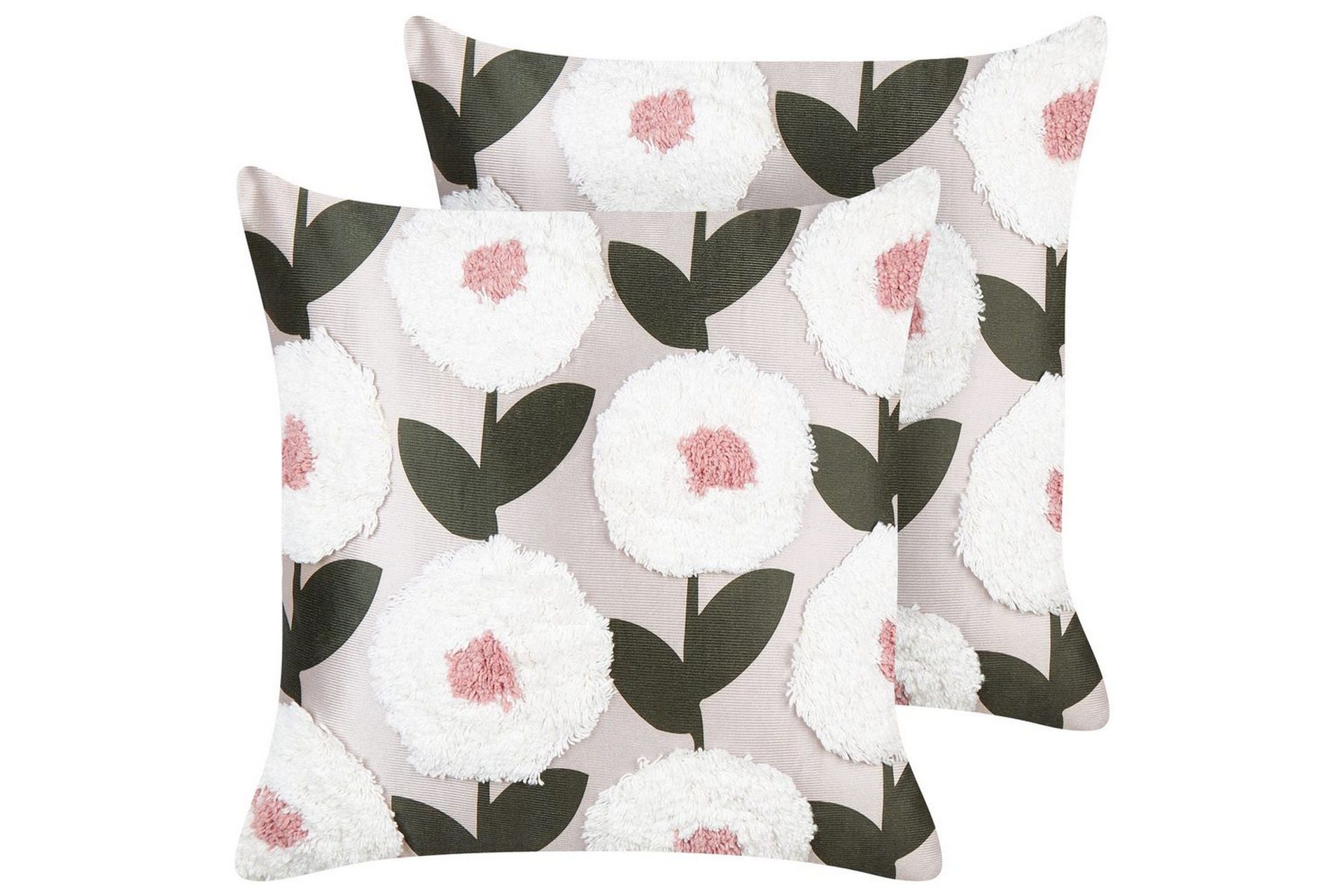 Sett med 2 Pynteputer Rosa Bomull 45 x 45 cm Blomstermønster Flyttbart Trekk Moderne Innredningstilbehør Soverom Stue