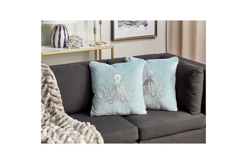 Pynteputer Laminaria sett med 2 Blå/Sølv - Blå/Sølv - Tekstiler - Pute & pledd - Hagepute