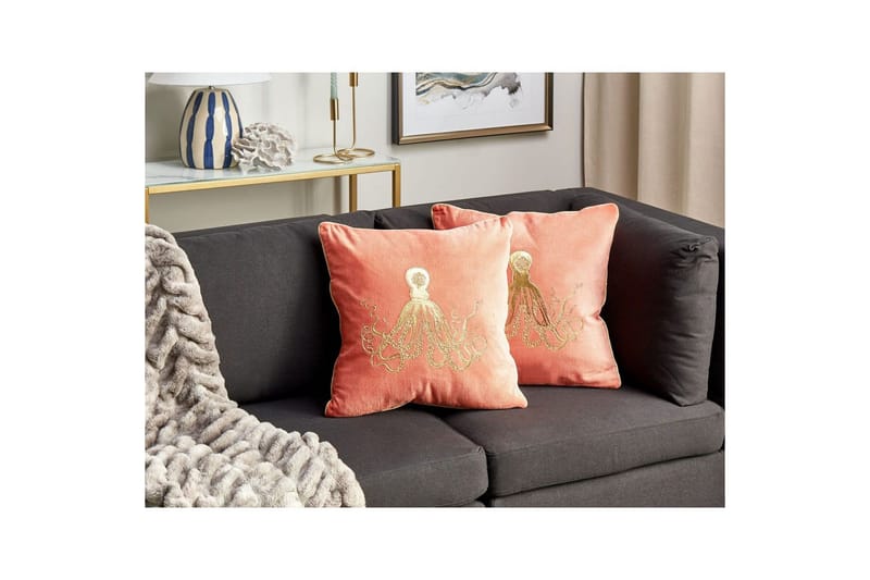 Pynteputer Laminaria sett med 2 Rødt/gull - Rødt/gull - Tekstiler - Pute & pledd - Hagepute