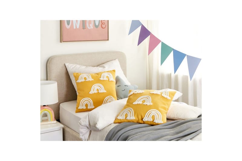 Pynteputer Leea sett med 2 Gul/Hvit - Gul/Hvit - Tekstiler - Pute & pledd - Hagepute