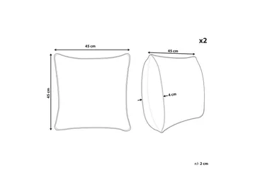 Pynteputer Leuzea sett med 2 Grå, 45x45 cm - Grå, 45x45 cm - Tekstiler - Pute & pledd - Hagepute