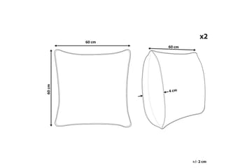 Pynteputer Leuzea sett med 2 Grå, 60x60 cm - Grå, 60x60 cm - Tekstiler - Pute & pledd - Hagepute