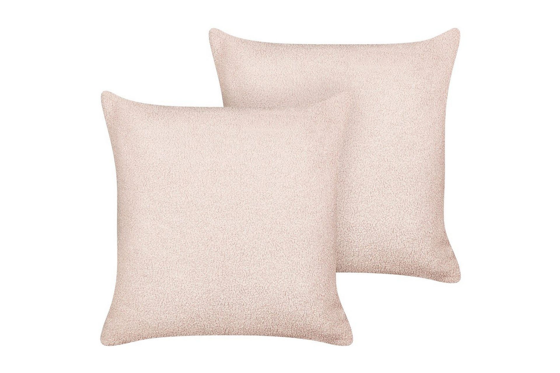 Sett med 2 pynteputer Rosa Boucle 45 x 45 cm Vevd avtagbar med glidelås Boho dekortilbehør