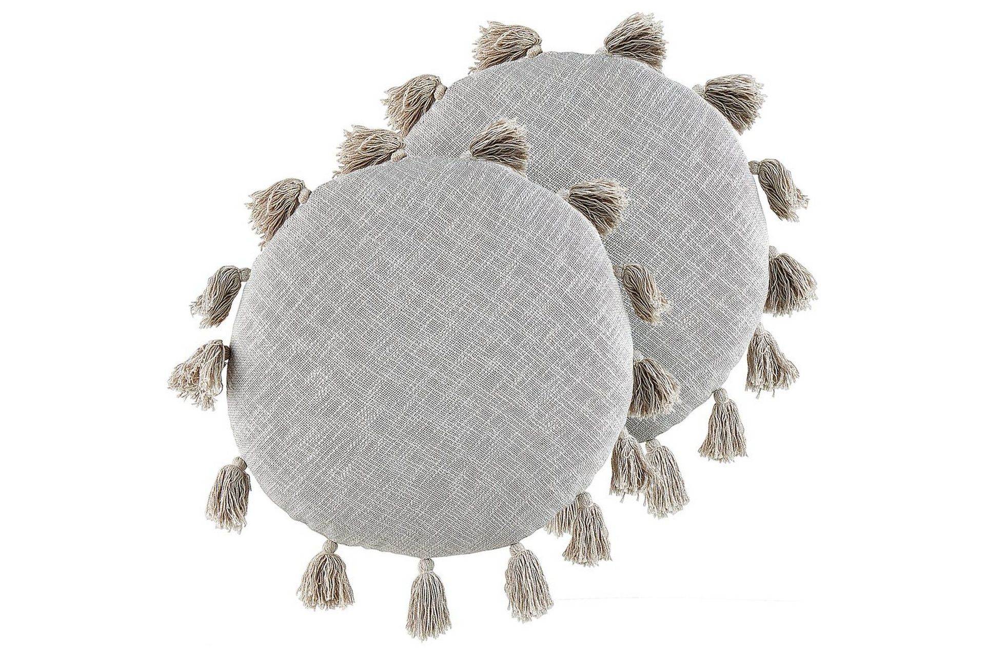 Sett med 2 pynteputer Grå Bomull ø 45 cm Rund form Dekorative dusker Moderne Boho Tilbehør Tekstiler