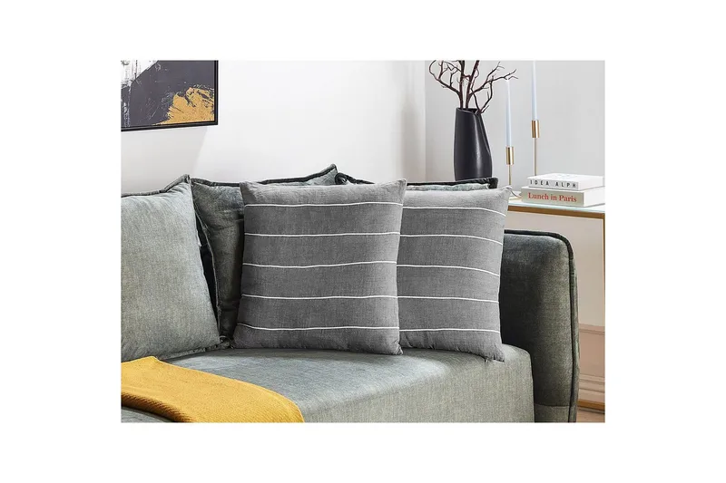 Pynteputer Milas sett med 2 Grå/hvit - Grå/hvit - Tekstiler - Pute & pledd - Hagepute