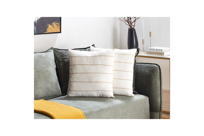 Pynteputer Milas sett med 2 Hvit/Beige - Hvit/Beige - Tekstiler - Pute & pledd - Hagepute