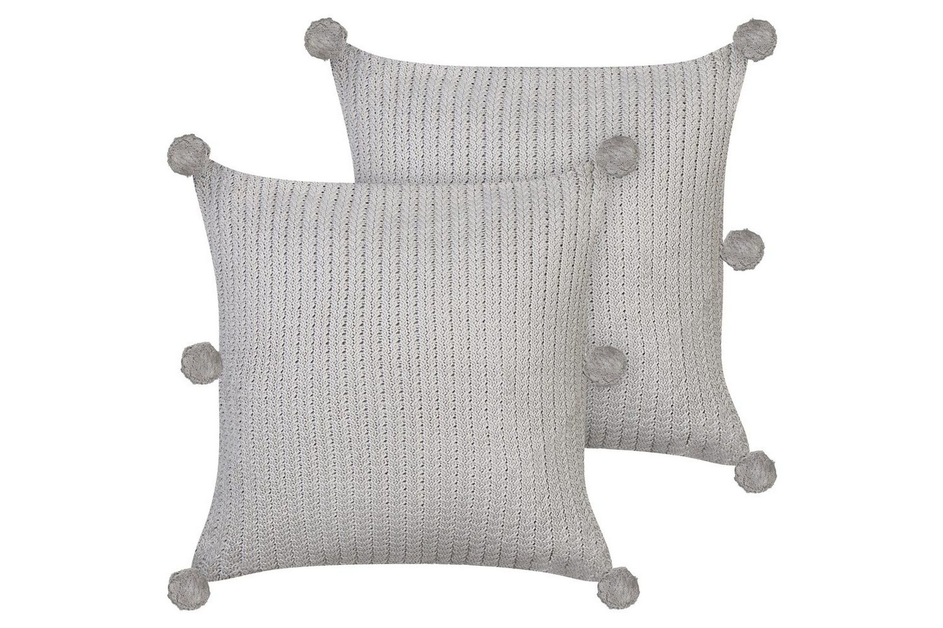 Sett med 2 puter Grå Bomull 45 x 45 cm Strikket Avtakbart Trekk Firkantet Moderne Dekorativt Tilbehør