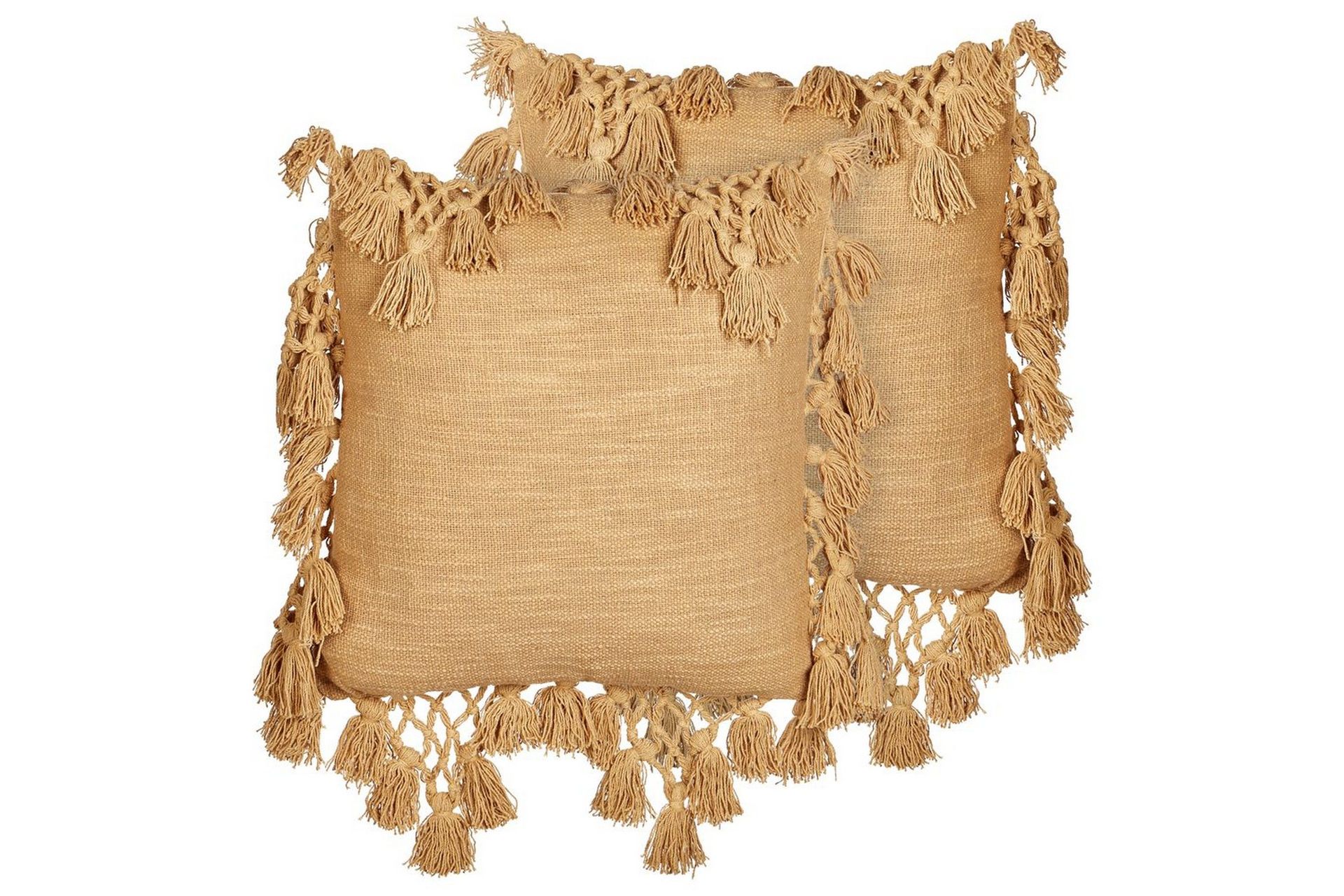 Sett med 2 pynteputer Sandbeige Bomull 45 x 45 cm Ensfarget Dekorative dusker Avtakbart trekk Rustikk stil Dekorasjon Tilbehør Tekstiler