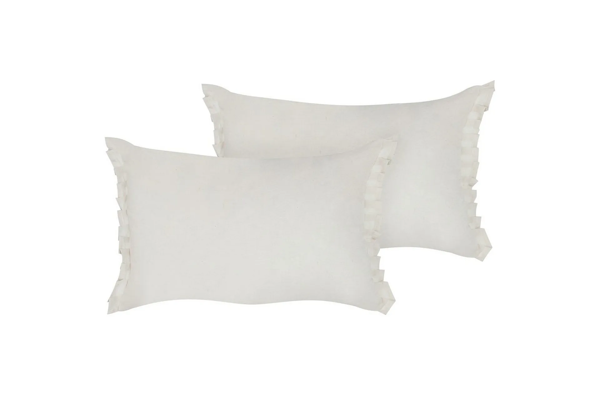 Sett med 2 Pynteputer Off-white Lin 30 x 45 cm med Frynser og Sløyfer