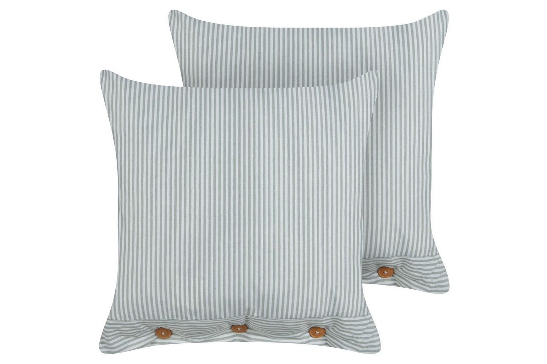Sett med 2 pynteputer Grønt og hvitt stripete mønster 45 x 45 cm Knapper Moderne dekorasjonstilbehør Soverom Stue
