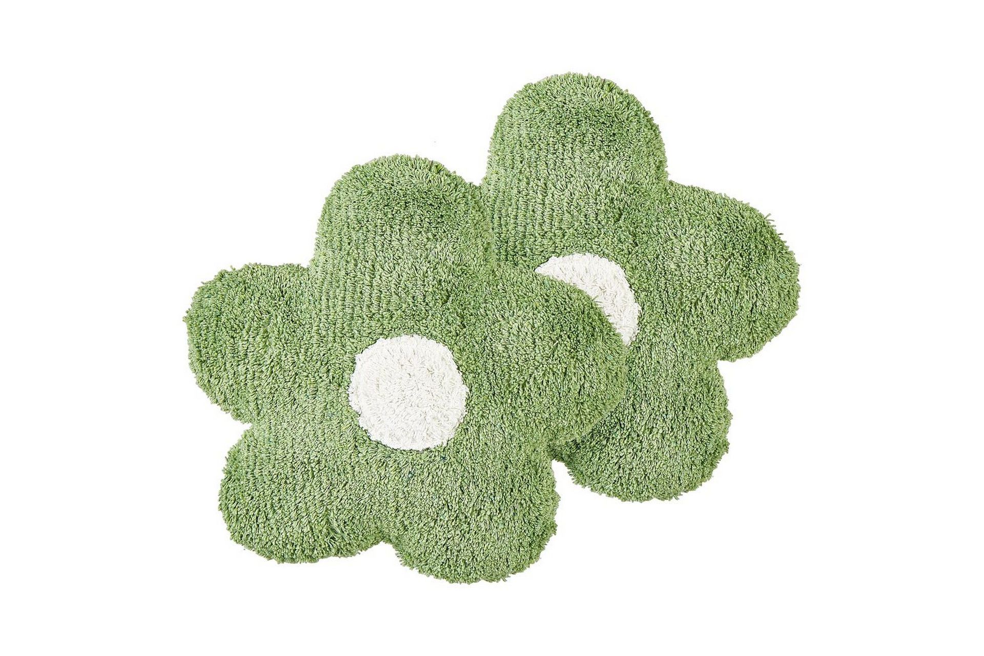 Sett med 2 pynteputer Grønn Bomull 30 x 30 cm Blomsterform Avtakbare trekk Dekorasjon Tekstiler Barnerom Barneputer