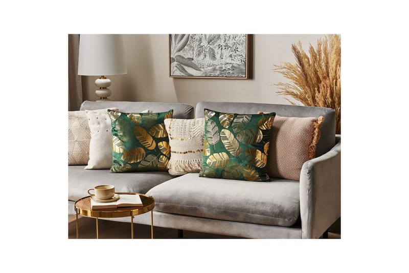 Pynteputer Sunflower sett med 2 Grønn/gull - Grønn/gull - Tekstiler - Pute & pledd - Hagepute