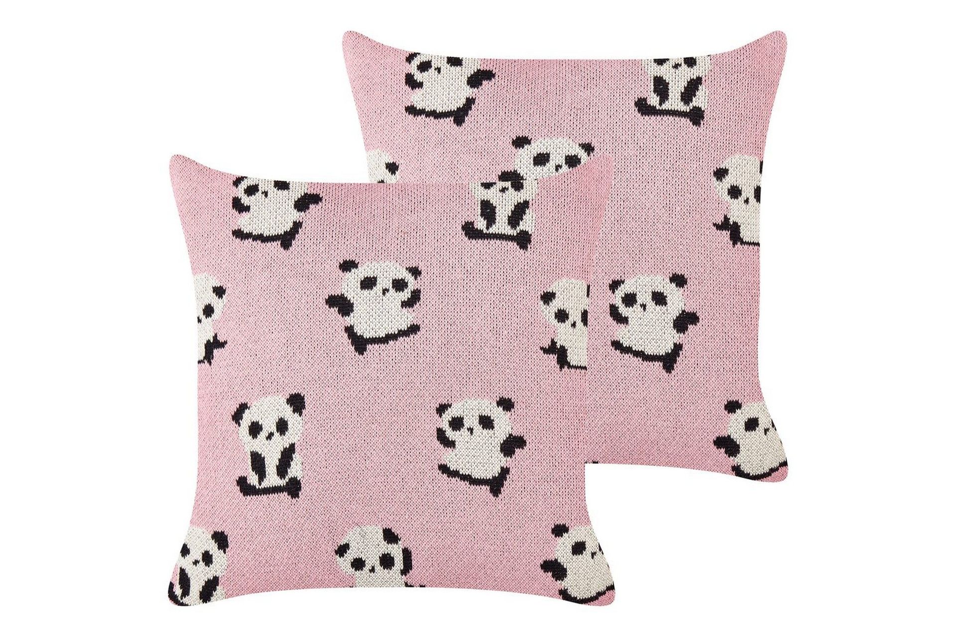 Sett med 2 pynteputer Rosa Bomull 45 x 45 cm Pandamotiv Barnerom Tilbehør Dekorasjon