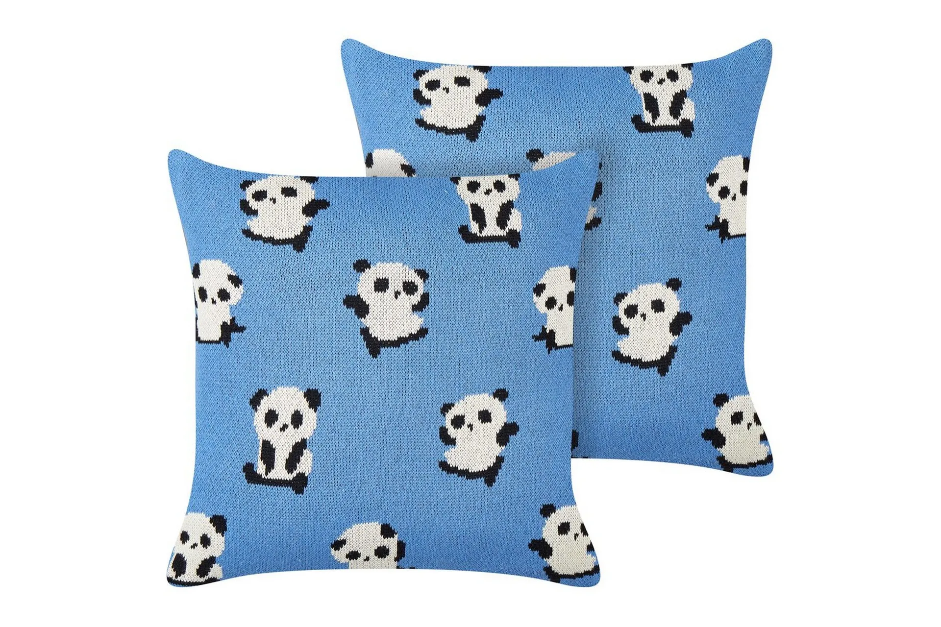 Sett med 2 pynteputer Blå Bomull 45 x 45 cm Pandamotiv Barnerom Tilbehør Dekorasjon