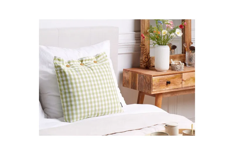 Pynteputer Talya Grønt/hvitt/lys tre, Firkantet - Grønt/hvitt/lys tre, Firkantet - Tekstiler - Pute & pledd - Hagepute