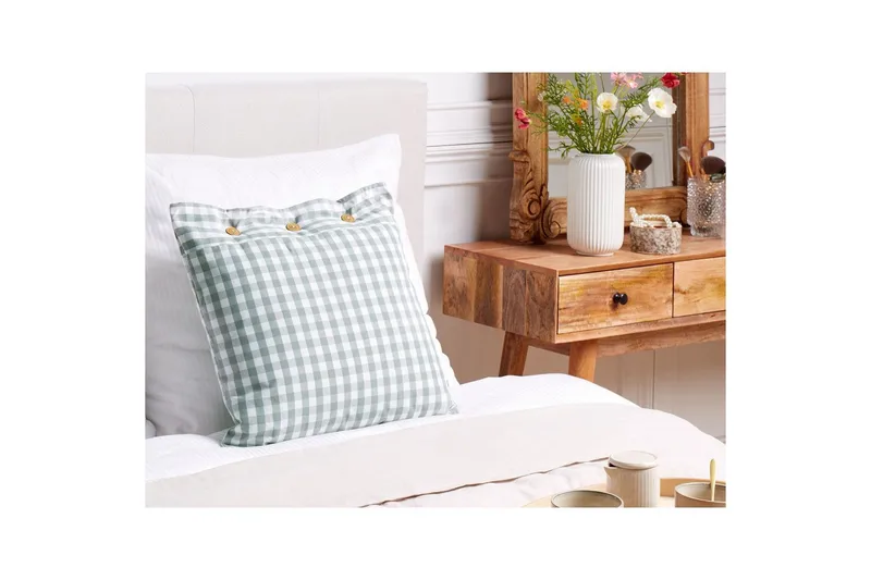 Pynteputer Talya Mintgrønt/hvitt/lyst tre, Firkantet - Mintgrønt/hvitt/lyst tre, Firkantet - Tekstiler - Pute & pledd - Hagepute