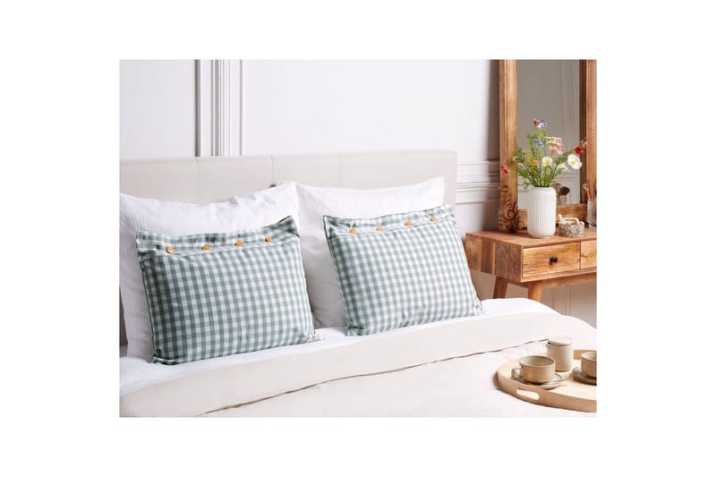 Pynteputer Talya sett på 2 Mintgrønt/hvitt/lyst tre, Rektangulær - Mintgrønt/hvitt/lyst tre, Rektangulær - Tekstiler - Pute & pledd - Pynteputer