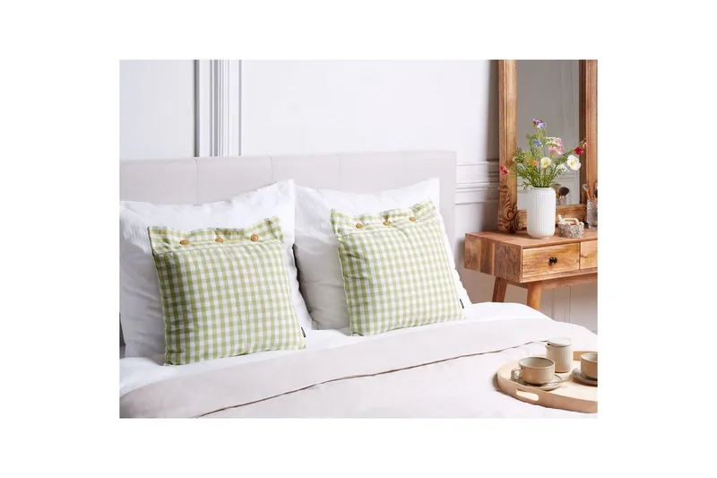 Pynteputer Talya sett på 2 Grønt/hvitt/lys tre, Firkantet - Grønt/hvitt/lys tre, Firkantet - Tekstiler - Pute & pledd - Pynteputer