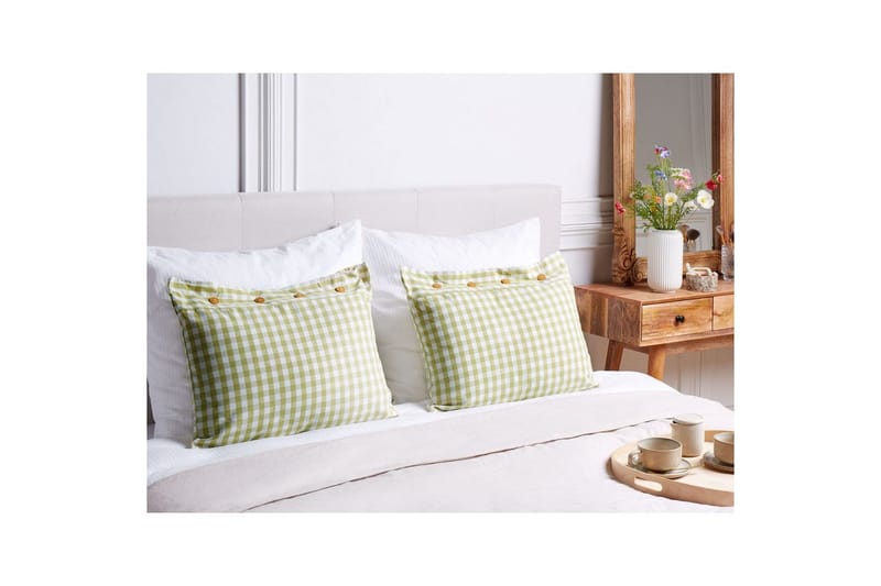 Pynteputer Talya sett på 2 Grønt/hvitt/lys tre, Rektangulær - Grønt/hvitt/lys tre, Rektangulær - Tekstiler - Pute & pledd - Pynteputer