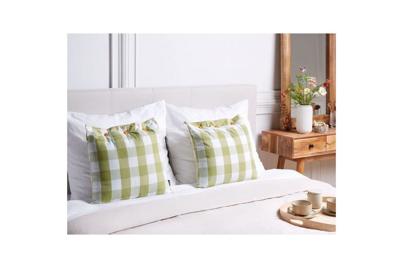 Pynteputer Tamnine sett på 2 Grønn/hvit, Firkantet - Grønn/hvit, Firkantet - Tekstiler - Pute & pledd - Pynteputer