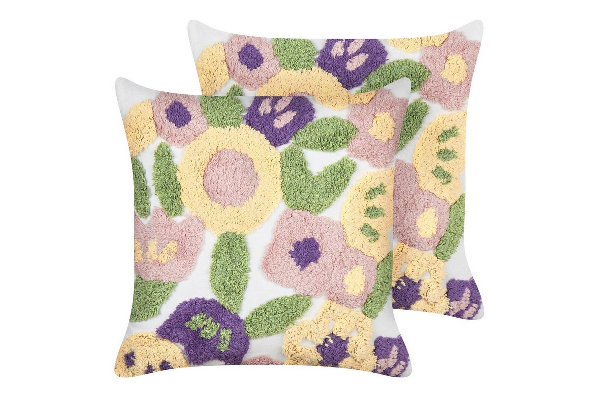 Sett med 2 Pynteputer Flerfarget Tuftet Bomull Blomstermønster 45 x 45 cm Avtakbart Trekk Moderne Innredningstilbehør Soverom Stue