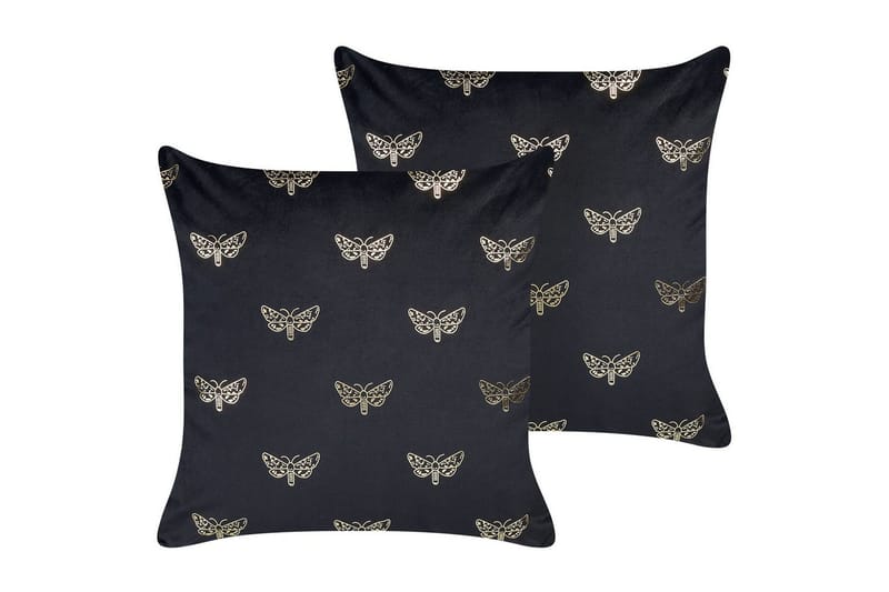 Pynteputer Yuzuri sett med 2 Svart/gull - Svart/gull - Tekstiler - Pute & pledd - Pynteputer