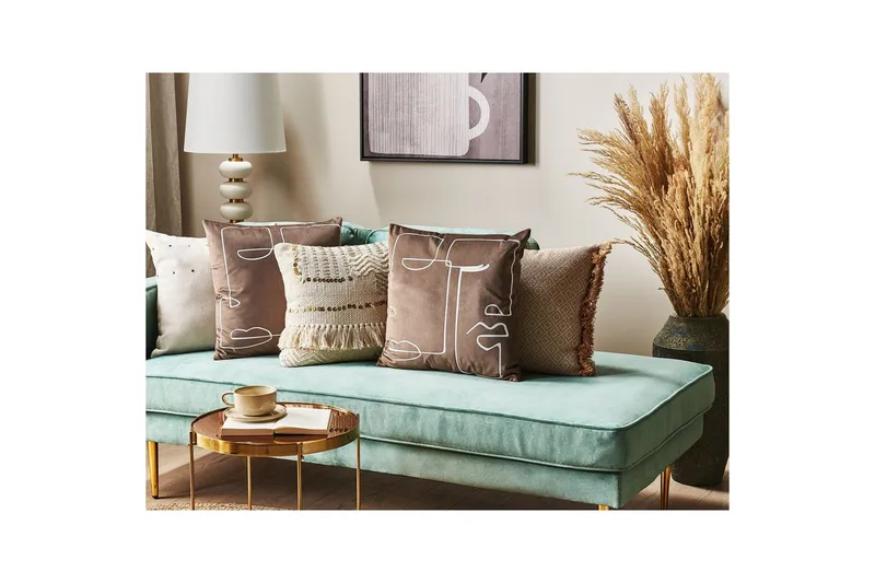 Pynteputer Philodendron sett à 2 Brun/Hvit - Brun/Hvit - Tekstiler - Pute & pledd - Pynteputer