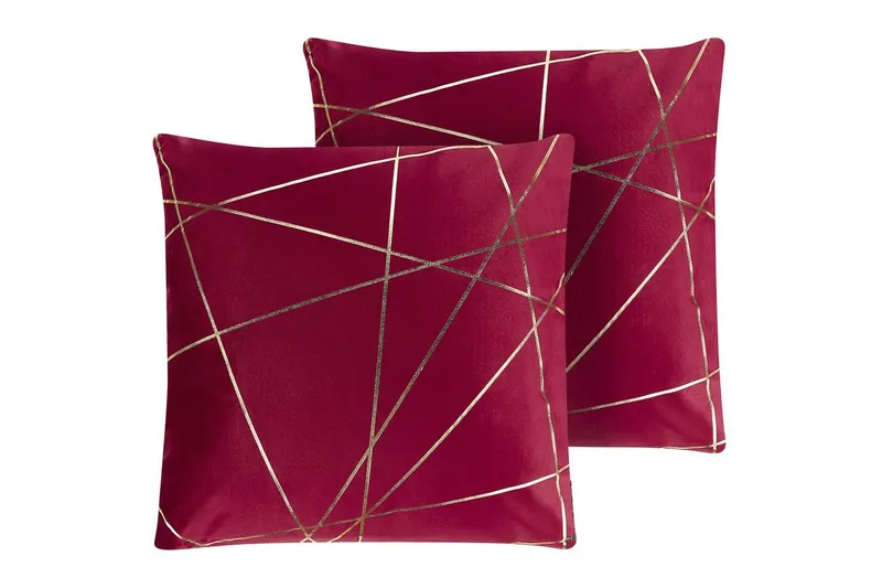 Pynteputer Pinus sett av 2 Rødt/gull - Rødt/gull - Tekstiler - Pute & pledd - Hagepute