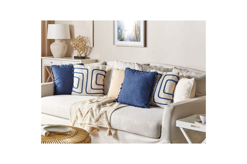 Pynteputer Pleione sett av 2 Beige/blå - Beige/blå - Tekstiler - Pute & pledd - Hagepute