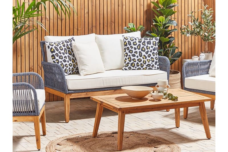 Runge Utendørspute 45x45 cm - Hvit/Sort/Gul - Tekstiler - Pute & pledd - Hagepute