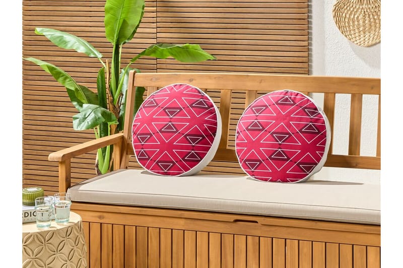 Santa Rosa Utendørspute 40 cm Rund 2 stk - Rosa/Hvit - Tekstiler - Pute & pledd - Hagepute