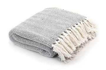 Pledd bomull fiskebeinsmønster 160x210 cm grå - Grå - Tekstiler - Pute & pledd - Tepper & pledd