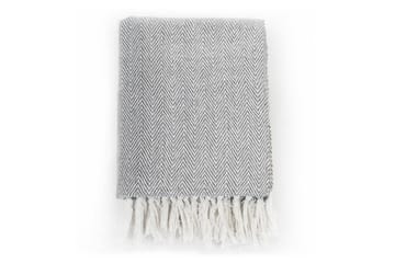 Pledd bomull fiskebeinsmønster 160x210 cm grå - Grå - Tekstiler - Pute & pledd - Tepper & pledd