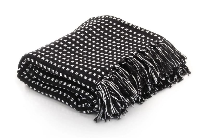 Pledd bomull rutetmønster 160x210 cm svart - Svart - Tekstiler - Pute & pledd - Tepper & pledd