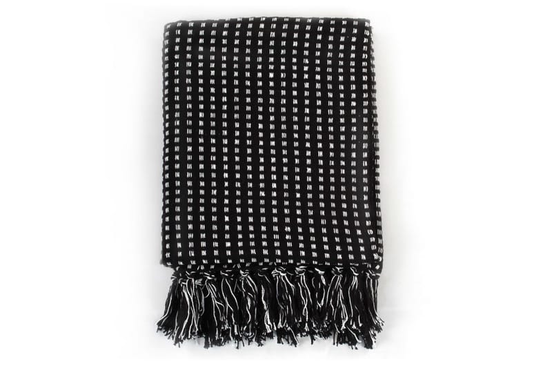 Pledd bomull rutetmønster 220x250 cm svart - Svart - Tekstiler - Pute & pledd - Tepper & pledd
