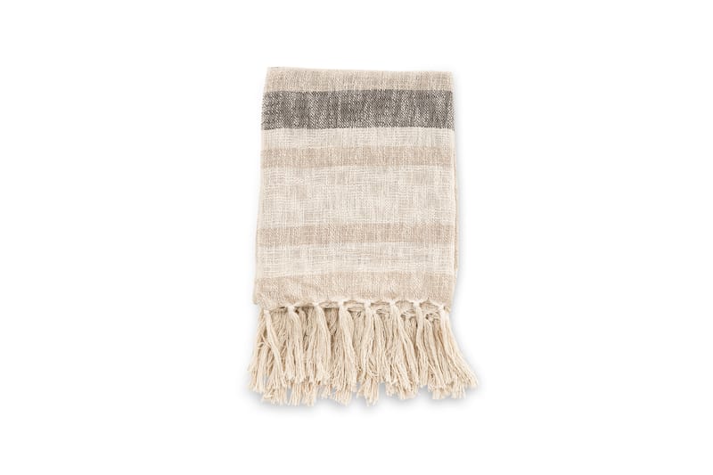 Sandy pledd 130x170 cm - Offwhite/Mørkegrøn/Beige - Tekstiler - Pute & pledd - Tepper & pledd