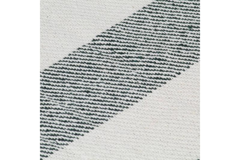 Teppe bomull stripemønster 125x150 cm mørkegrønn - Tepper & pledd