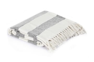 Teppe bomull stripemønster 220x250 cm antrasitt - Tekstiler - Pute & pledd - Tepper & pledd