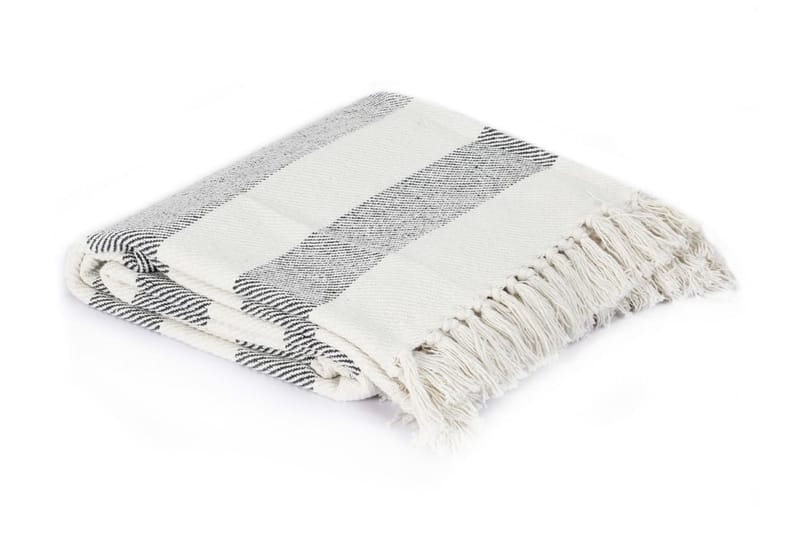 Teppe bomull stripemønster 220x250 cm antrasitt - Tekstiler - Pute & pledd - Tepper & pledd