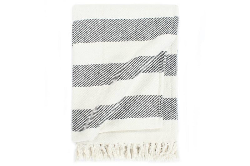 Teppe bomull stripemønster 220x250 cm antrasitt - Tekstiler - Pute & pledd - Tepper & pledd