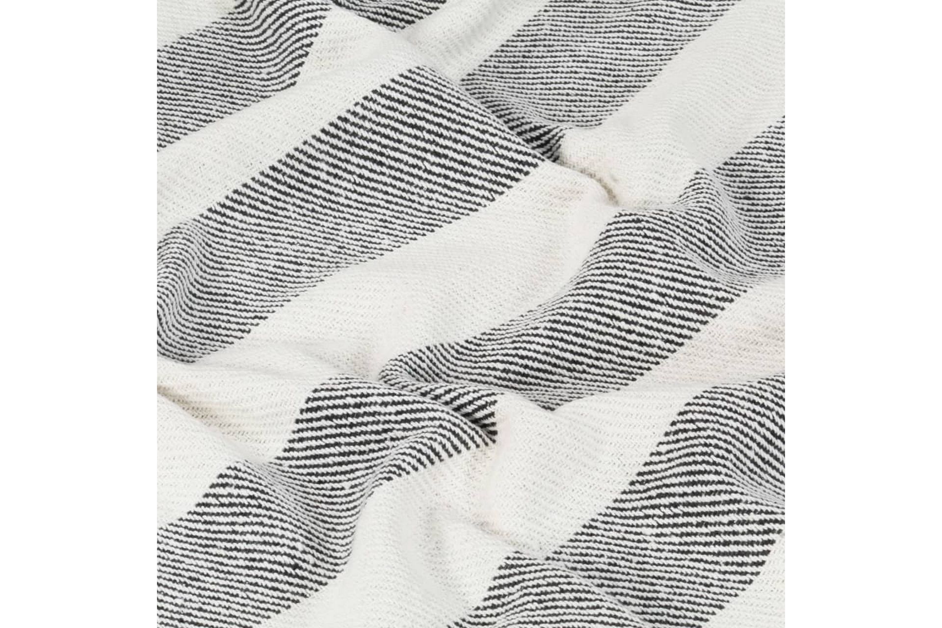 Teppe bomull stripemønster 220x250 cm antrasitt - Tekstiler - Pute & pledd - Tepper & pledd