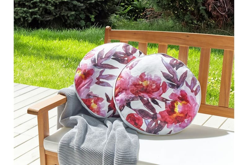 Trepuzzi Utendørspute 40 cm Rund - Hvit/Rosa - Tekstiler - Pute & pledd - Hagepute