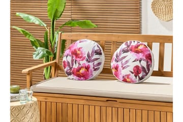 Trepuzzi Utendørspute 40 cm Rund - Hvit/Rosa - Tekstiler - Pute & pledd - Hagepute