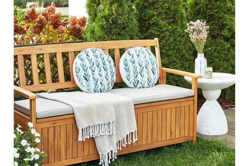 Tricase Utendørspute 40 cm Rund - Hvit/Grønn - Møbler - Bord - Sofabord