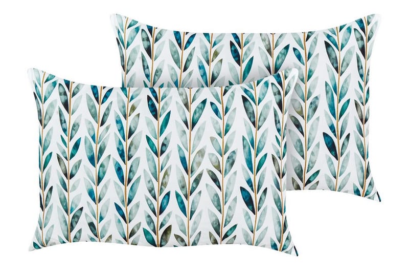Tricase Utendørspute 42x60 cm 2 stk - Hvit/Grønn - Tekstiler - Pute & pledd - Hagepute